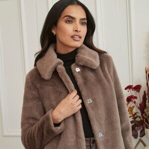 RW&CO Faux fur short coat XXS EUC